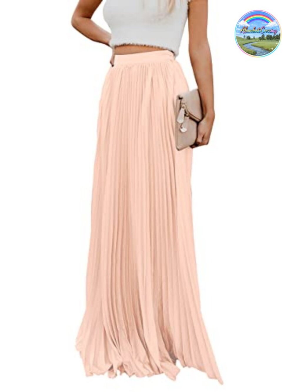 Women's High Waist Flowy Pleated Chiffon Maxi Skirt